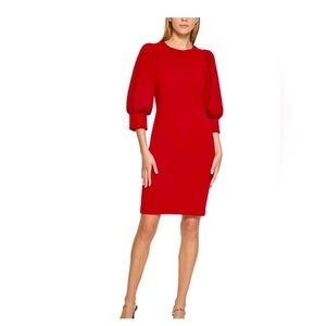 CALVIN KLEIN Jewel-Neck Puff-Sleeve Sheath Dress Women's size 8